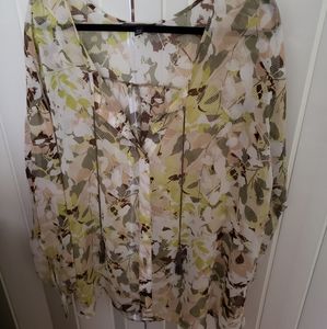 Almost new Front tie sheer floral blouse